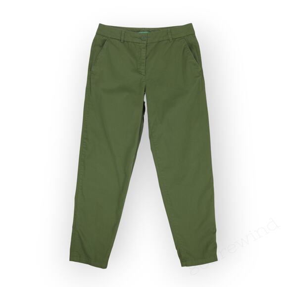 sz 6 ~ 42 Benetton Olive Washed Twill Stretch Cotton Chino Ankle - Picture 8 of 14